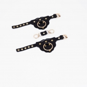 Черные наручники с золотистой фурнитурой - Crazy Handmade - купить с доставкой в Майкопе