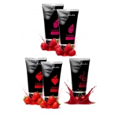 Набор из 5 съедобных лубрикантов JUJU (клубника х 2, малина х 2, вишня) - JuJu - купить с доставкой в Майкопе