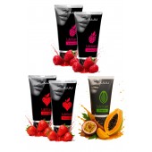 Набор из 5 съедобных лубрикантов JUJU (клубника х 2, малина х 2, тропические фрукты) - JuJu - купить с доставкой в Майкопе