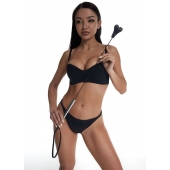 Стек с черным кожаным наконечником в виде сердца и металлической ручкой - 67 см. - Crazy Handmade - купить с доставкой в Майкопе