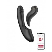 Черный вибратор с возвратно-поступательными движениями и вакуумом Fatima - 19,2 см. - BeYourLover