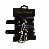 Черно-фиолетовые скругленные наручники с мягкой подкладкой - Crazy Handmade - купить с доставкой в Майкопе
