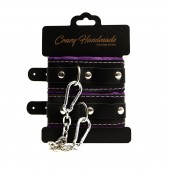 Черно-фиолетовые скругленные наручники с мягкой подкладкой - Crazy Handmade - купить с доставкой в Майкопе