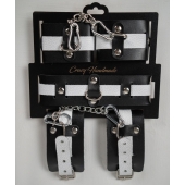 Набор фиксаторов из черной и белой натуральной кожи - Crazy Handmade - купить с доставкой в Майкопе