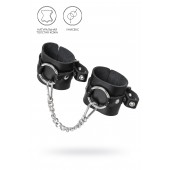 Черные наручники из толстой натуральной кожи с люверсами - Pecado - купить с доставкой в Майкопе
