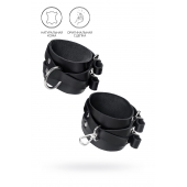 Черные кожаные оковы с двумя перекрёстными ремешками - Pecado - купить с доставкой в Майкопе