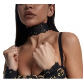 Черный ажурный чокер с золотистой фурнитурой - Crazy Handmade - купить с доставкой в Майкопе