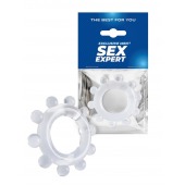 Прозрачное эрекционное кольцо со стимулирующими шариками - Sex Expert - в Майкопе купить с доставкой