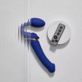 Синий безремневой страпон Multi Orgasm Bendable Strap-On size XL с клиторальной стимуляцией - Strap-on-me - купить с доставкой в Майкопе