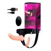 Женский страпон с 2 насадками, вибрацией и пультом ДУ - Erowoman-Eroman - купить с доставкой в Майкопе