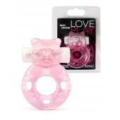 Розовое эрекционное виброкольцо в форме мишки - 1137 - в Майкопе купить с доставкой