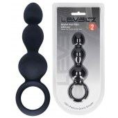 Черная анальная елочка Beaded Silicone Anal Probe with Loop - Shots Media BV