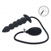 Черная анальная елочка с функцие расширения Beaded Inflatable Silicone Anal Plug - Shots Media BV