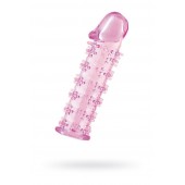 Гелевая розовая насадка на фаллос с шипами - 12 см. - Toyfa Basic - в Майкопе купить с доставкой