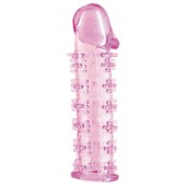 Гелевая розовая насадка на фаллос с шипами - 12 см. - Toyfa Basic - в Майкопе купить с доставкой