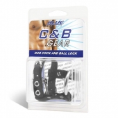Утяжка на пенис на замочке Duo Cock And Ball Lock - BlueLine - купить с доставкой в Майкопе