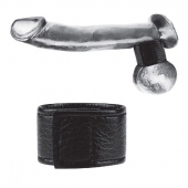 Чёрная утяжка на мошонку 1  Velcro Ball Stretcher - BlueLine - купить с доставкой в Майкопе