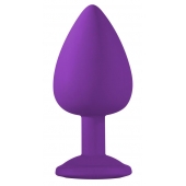 Большая фиолетовая анальная пробка Emotions Cutie Large с голубым кристаллом - 10 см. - Lola Games - купить с доставкой в Майкопе