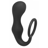 Чёрное эрекционное кольцо с анальной пробкой Double Pleasure Anal Plug - Lola Games - в Майкопе купить с доставкой