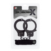 Чёрные наручники из листового металла в комплекте с веревкой BONDX METAL CUFFS LOVE ROPE SET - Dream Toys - купить с доставкой в Майкопе