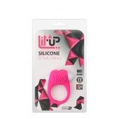 Розовое эрекционное кольцо с щеточкой LIT-UP SILICONE STIMU RING 5 - Dream Toys - в Майкопе купить с доставкой