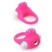 Розовое эрекционное кольцо с щеточкой LIT-UP SILICONE STIMU RING 5 - Dream Toys - в Майкопе купить с доставкой