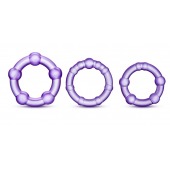 Набор из 3 фиолетовых эрекционных колец Stay Hard Beaded Cockrings - Blush Novelties - в Майкопе купить с доставкой