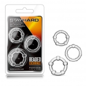 Набор из 3 прозрачных эрекционных колец Stay Hard Beaded Cockrings - Blush Novelties - в Майкопе купить с доставкой