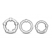 Набор из 3 прозрачных эрекционных колец Stay Hard Beaded Cockrings - Blush Novelties - в Майкопе купить с доставкой