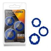 Набор из 3 синих эрекционных колец Stay Hard Beaded Cockrings - Blush Novelties - в Майкопе купить с доставкой