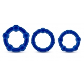 Набор из 3 синих эрекционных колец Stay Hard Beaded Cockrings - Blush Novelties - в Майкопе купить с доставкой