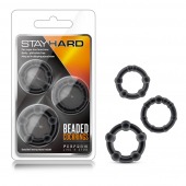 Набор из 3 чёрных эрекционных колец Stay Hard Beaded Cockrings - Blush Novelties - в Майкопе купить с доставкой