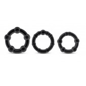 Набор из 3 чёрных эрекционных колец Stay Hard Beaded Cockrings - Blush Novelties - в Майкопе купить с доставкой