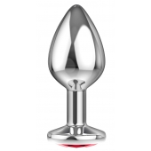 Большая серебристая анальная пробка Diamond Red Sparkle Large с красным кристаллом - 8 см. - Lola Games - купить с доставкой в Майкопе
