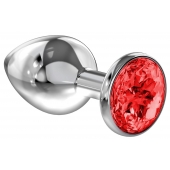Большая серебристая анальная пробка Diamond Red Sparkle Large с красным кристаллом - 8 см. - Lola Games - купить с доставкой в Майкопе