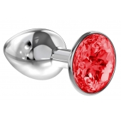 Малая серебристая анальная пробка Diamond Red Sparkle Small с красным кристаллом - 7 см. - Lola Games - купить с доставкой в Майкопе
