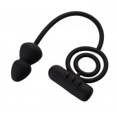 Чёрное эрекционное кольцо с вибропулькой и анальным хвостом - Erotist Adult Toys - в Майкопе купить с доставкой