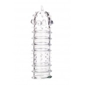 Прозрачная насадка на пенис TOYFA A-Toys с ребрами и точками - 15,3 см. - A-toys - в Майкопе купить с доставкой