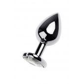 Серебристая анальная пробка с прозрачным кристаллом-сердцем - 8 см. - ToyFa - купить с доставкой в Майкопе