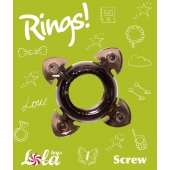 Чёрное эрекционное кольцо Rings Screw - Lola Games - в Майкопе купить с доставкой