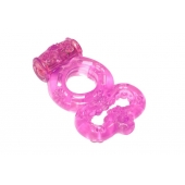 Розовое эрекционное кольцо Rings Treadle с подхватом - Lola Games - в Майкопе купить с доставкой