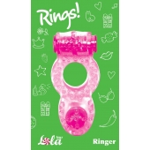 Розовое эрекционное кольцо с вибрацией Rings Ringer - Lola Games - в Майкопе купить с доставкой