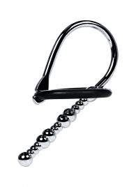 Серебристый уретральный плаг-бусины TOYFA Metal с мягким фиксириющим кольцом - ToyFa - купить с доставкой в Майкопе