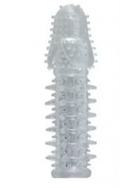 Прозрачная насадка с шишечками и шипами - 13,5 см. - Toyfa Basic - в Майкопе купить с доставкой