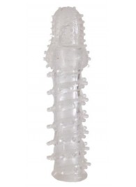 Прозрачная, закрытая насадка с шипами и точками - 13,5 см. - Toyfa Basic - в Майкопе купить с доставкой