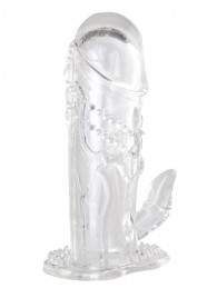 Прозрачная гелевая насадка с клиторальным отростком - 13 см. - Toyfa Basic - в Майкопе купить с доставкой