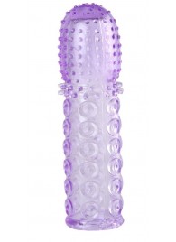 Насадка гелевая фиолетовая с точками, шипами и наплывами - 13,5 см. - Toyfa Basic - в Майкопе купить с доставкой