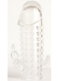 Гелевая прозрачная насадка с 2 отростками - 13 см. - Toyfa Basic - в Майкопе купить с доставкой