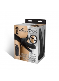 Полый страпон с двумя отростками и вибрацией Unisex Vibrating Hollow Strap-On Double Penetrating Dildo - 17,8 см. - Lux Fetish - купить с доставкой в Майкопе