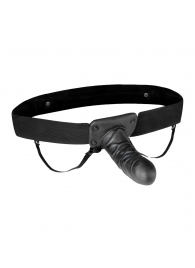 Чёрный полый страпон с вибрацией Unisex Vibrating Hollow Strap-On - 14 см. - Lux Fetish - купить с доставкой в Майкопе